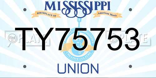 TY75753 Mississippi License Plate