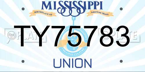 TY75783 Mississippi License Plate