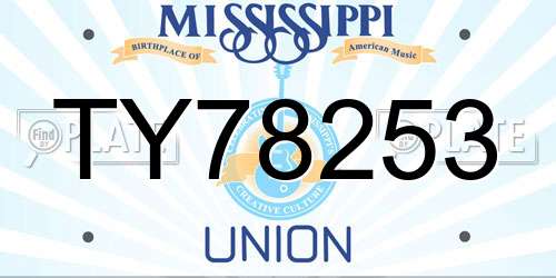 TY78253 Mississippi License Plate