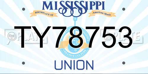 TY78753 Mississippi License Plate