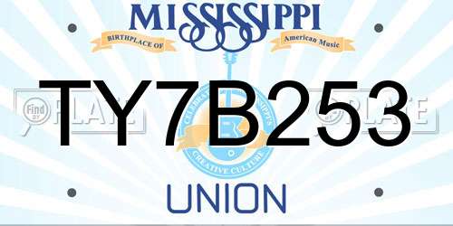 TY7B253 Mississippi License Plate