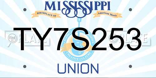 TY7S253 Mississippi License Plate
