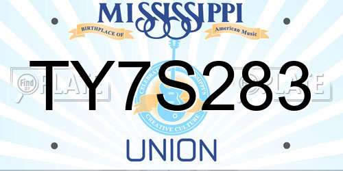 TY7S283 Mississippi License Plate