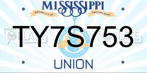 TY7S753 Mississippi License Plate