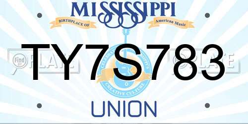 TY7S783 Mississippi License Plate