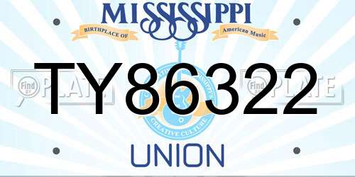 TY86322 Mississippi License Plate