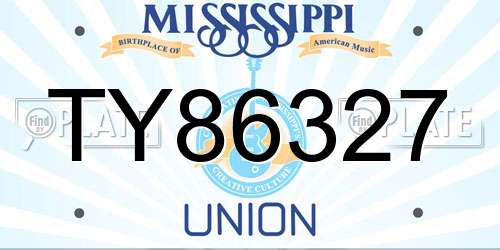 TY86327 Mississippi License Plate