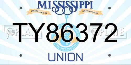 TY86372 Mississippi License Plate