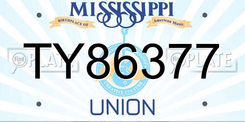 TY86377 Mississippi License Plate