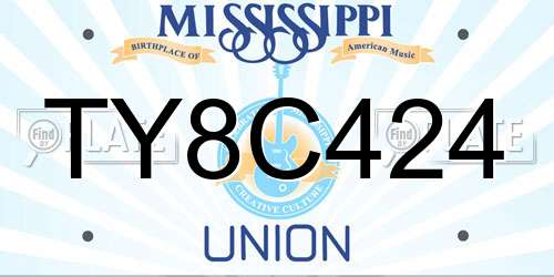 TY8C424 Mississippi License Plate