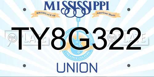 TY8G322 Mississippi License Plate