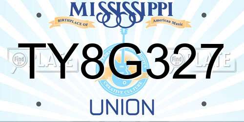 TY8G327 Mississippi License Plate
