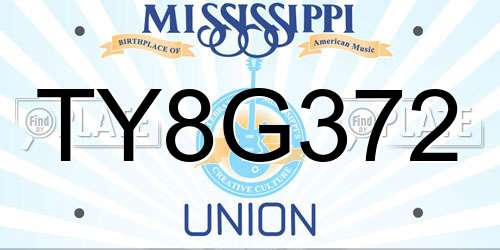 TY8G372 Mississippi License Plate
