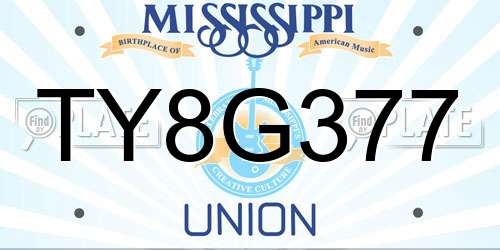 TY8G377 Mississippi License Plate