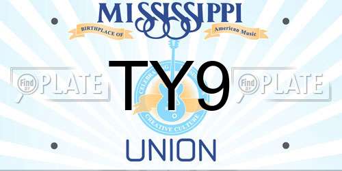TY9 Mississippi License Plate