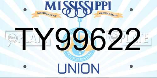 TY99622 Mississippi License Plate