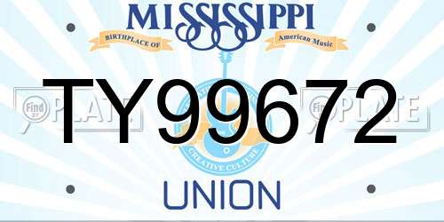 TY99672 Mississippi License Plate