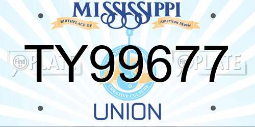 TY99677 Mississippi License Plate