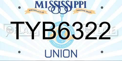 TYB6322 Mississippi License Plate