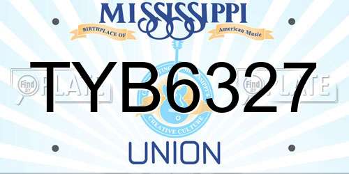 TYB6327 Mississippi License Plate