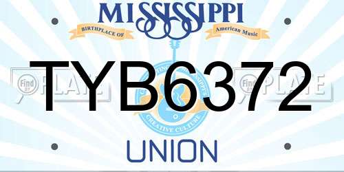 TYB6372 Mississippi License Plate