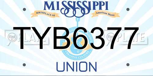 TYB6377 Mississippi License Plate