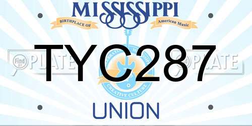 TYC287 Mississippi License Plate