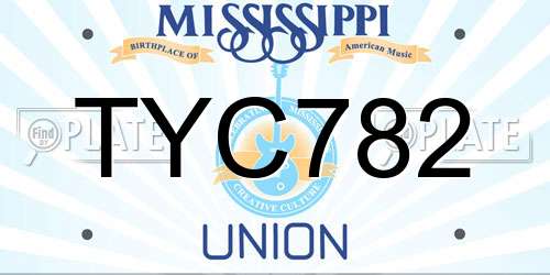 TYC782 Mississippi License Plate