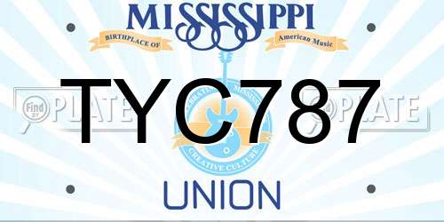 TYC787 Mississippi License Plate