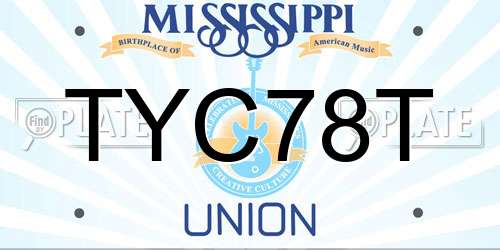 TYC78T Mississippi License Plate