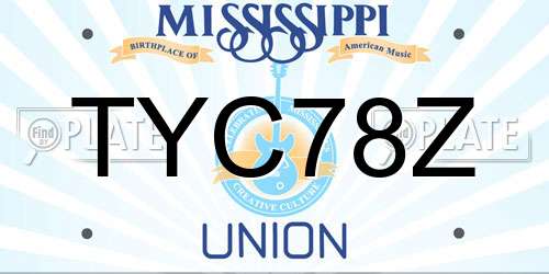 TYC78Z Mississippi License Plate