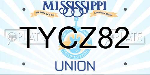TYCZ82 Mississippi License Plate