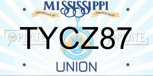 TYCZ87 Mississippi License Plate