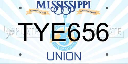 TYE656 Mississippi License Plate