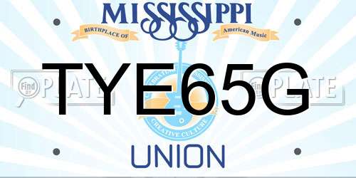 TYE65G Mississippi License Plate