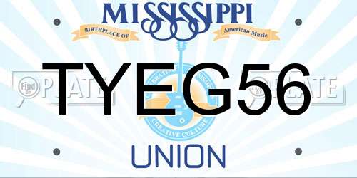 TYEG56 Mississippi License Plate