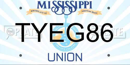 TYEG86 Mississippi License Plate