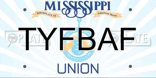 TYFBAF Mississippi License Plate