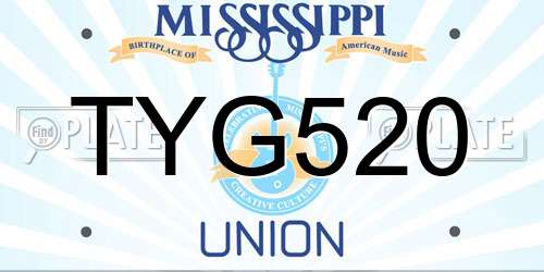 TYG520 Mississippi License Plate
