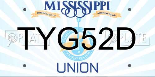 TYG52D Mississippi License Plate