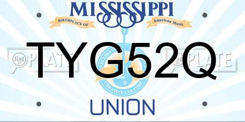 TYG52Q Mississippi License Plate