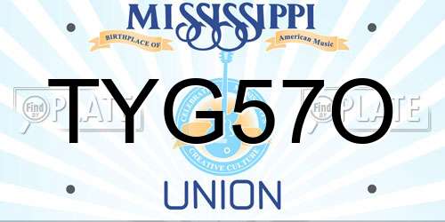 TYG57O Mississippi License Plate