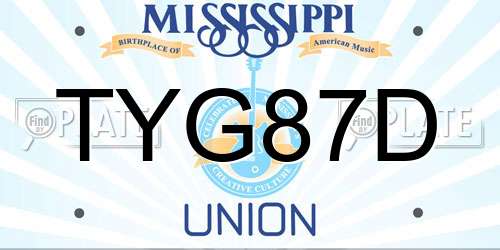 TYG87D Mississippi License Plate