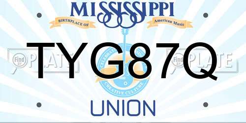 TYG87Q Mississippi License Plate