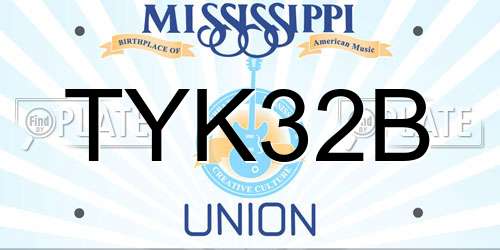 TYK32B Mississippi License Plate