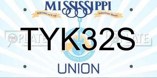 TYK32S Mississippi License Plate