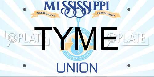 TYME Mississippi License Plate