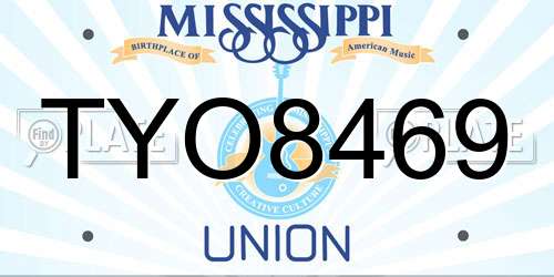 TYO8469 Mississippi License Plate