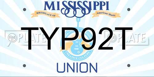 TYP92T Mississippi License Plate