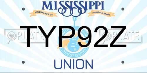 TYP92Z Mississippi License Plate